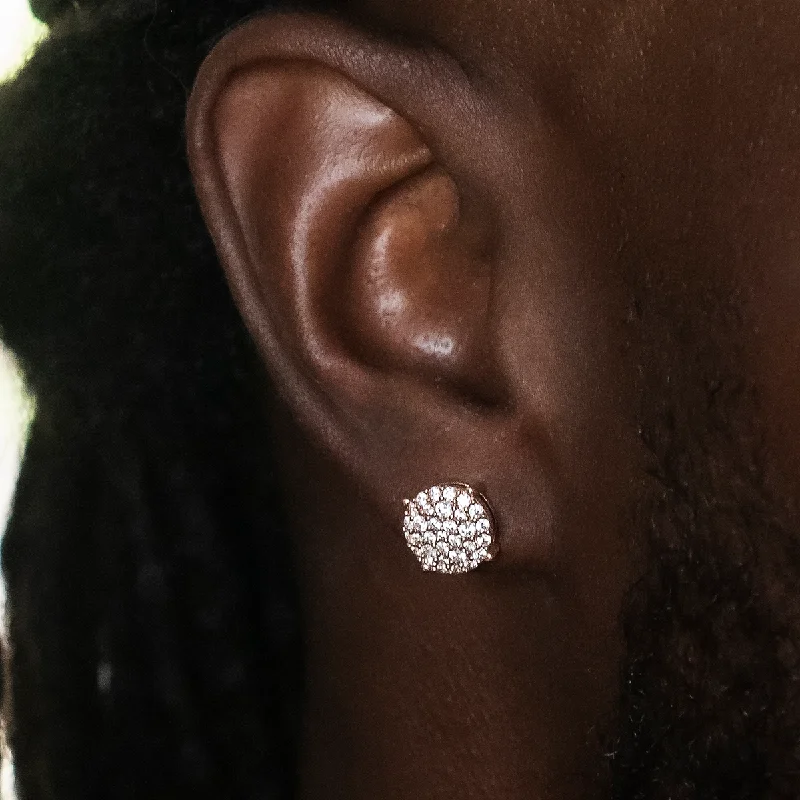 10mm Pave Round Earrings in Rose Gold