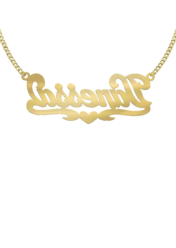 14K Gold  Diamond Cut Name Plate Necklace | Style #8