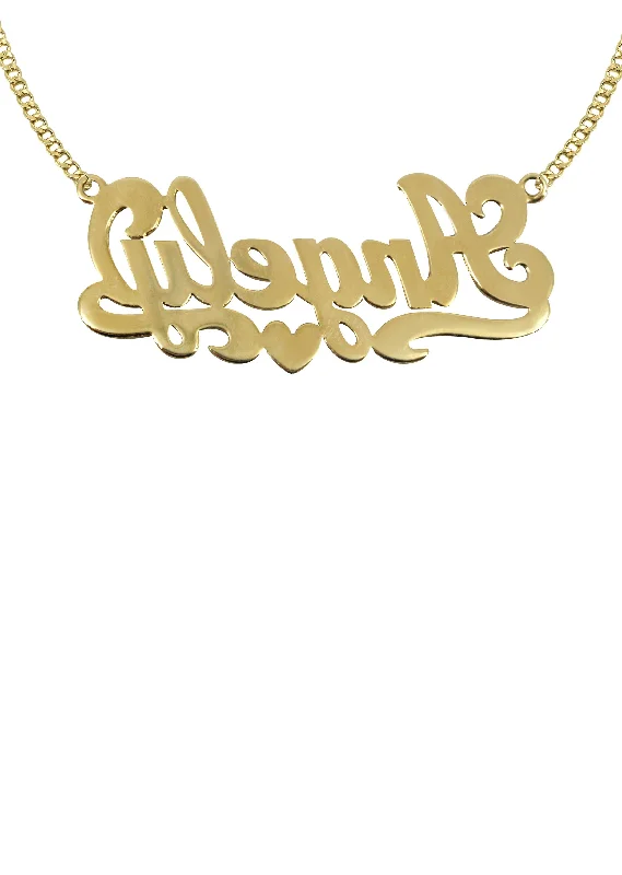 14K Gold  Two Tone Name Plate Necklace | Style #7