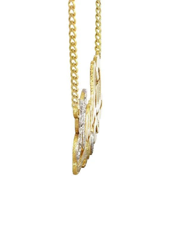 14K Gold  Two Tone Name Plate Necklace | Style #7