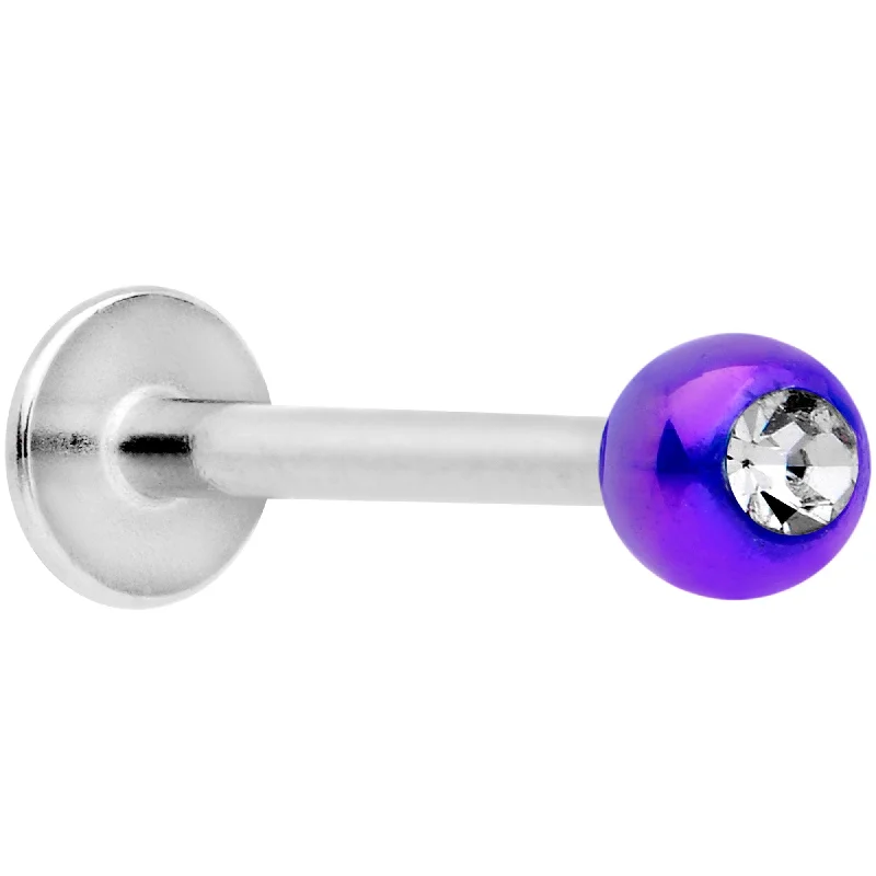 16 Gauge 3/8 Clear Gem Blue Pearlescent Labret Monroe Tragus