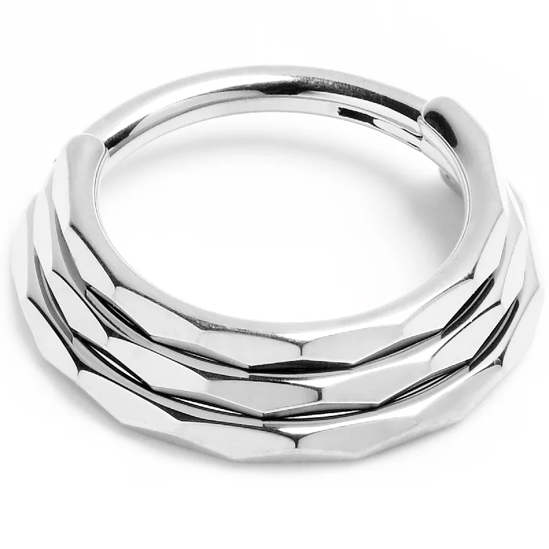 16 Gauge 3/8 Faceted Triple Stack Hoop Titanium Hinged Segment Ring