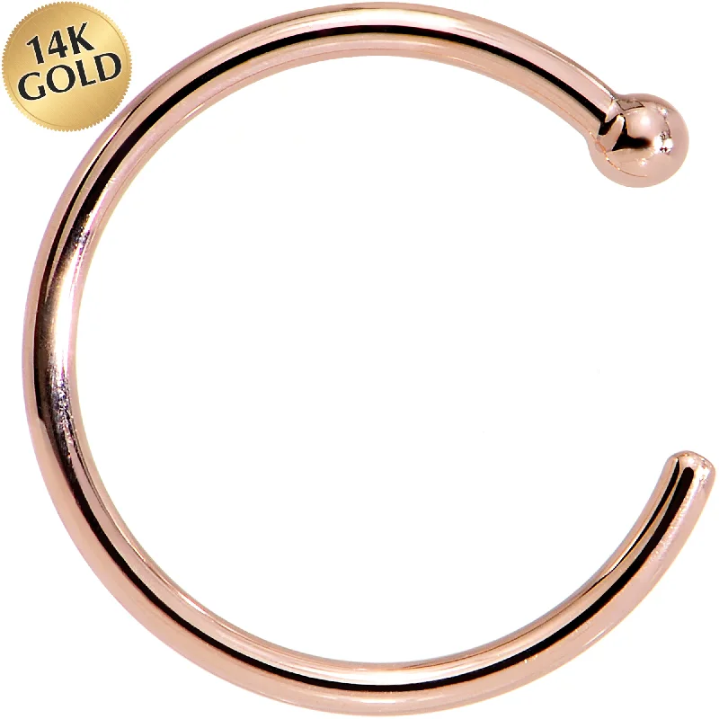 18 Gauge 3/8 14kt Solid Rose Gold Nose Hoop