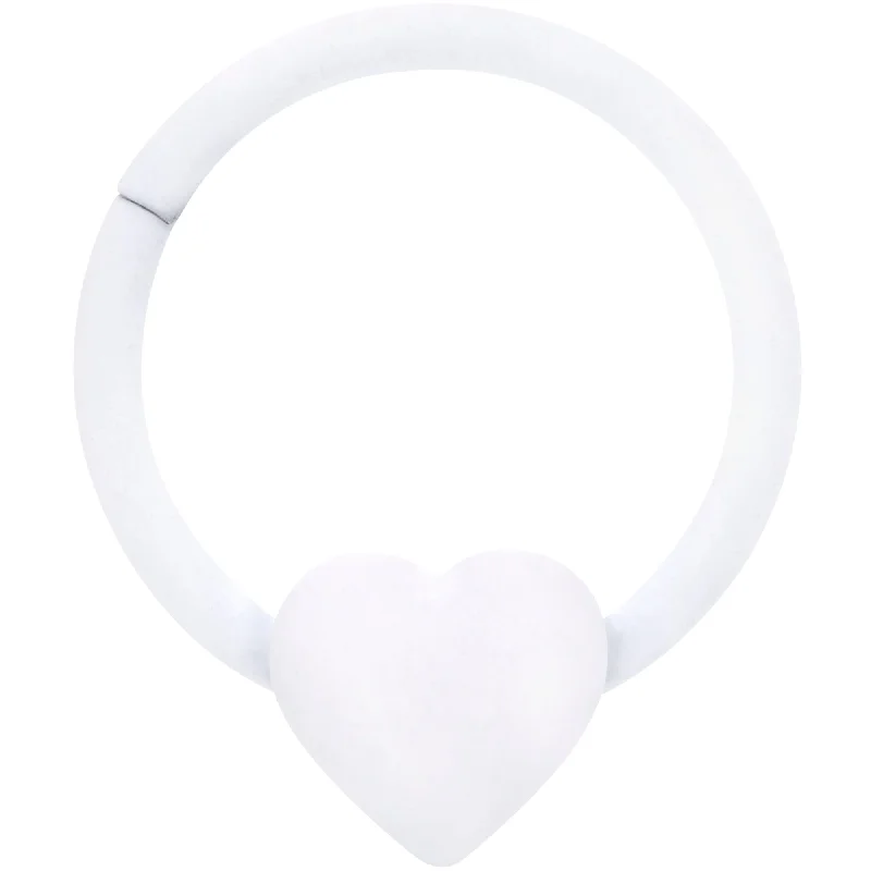 18 Gauge 3/8 White Matte Little Heart Hinged Segment Ring