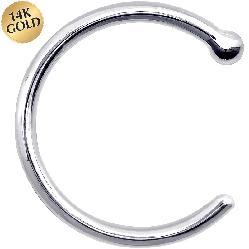 18 Gauge 3/8 Solid 14KT White Gold Nose Hoop