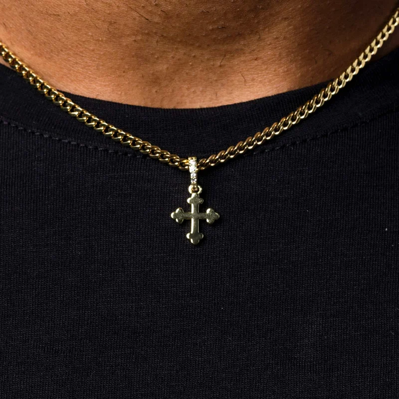 18k Vermeil Micro Simple Celtic Cross Pendant in Yellow Gold