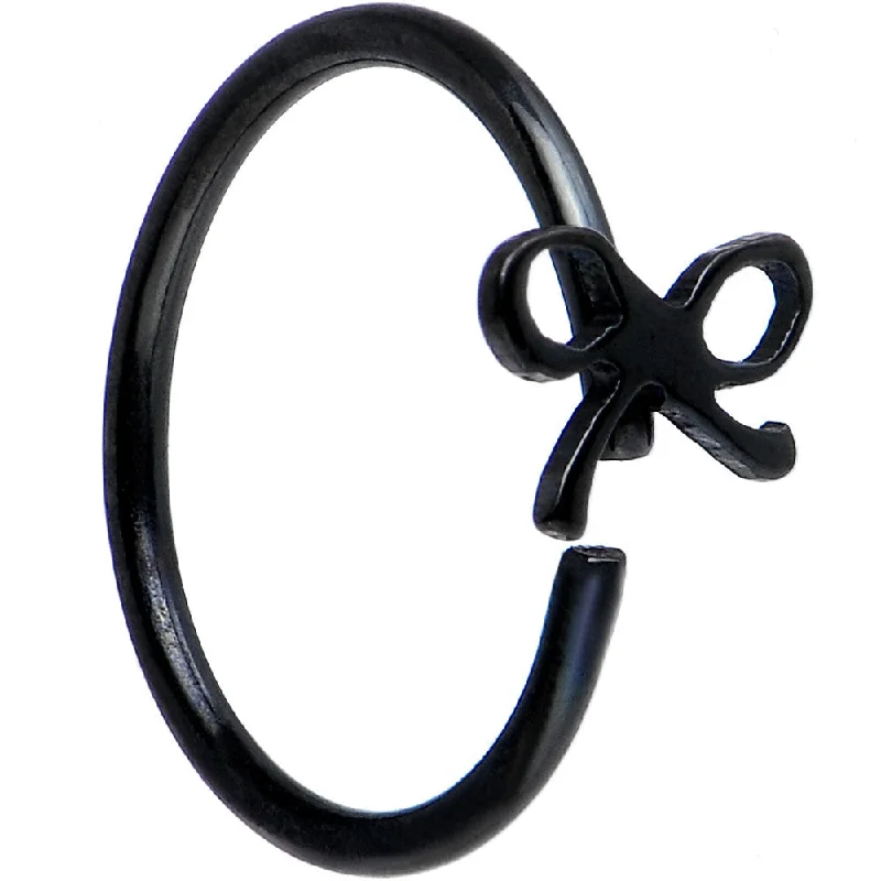 20 Gauge 5/16 Black IP Girly Bow Nose Hoop