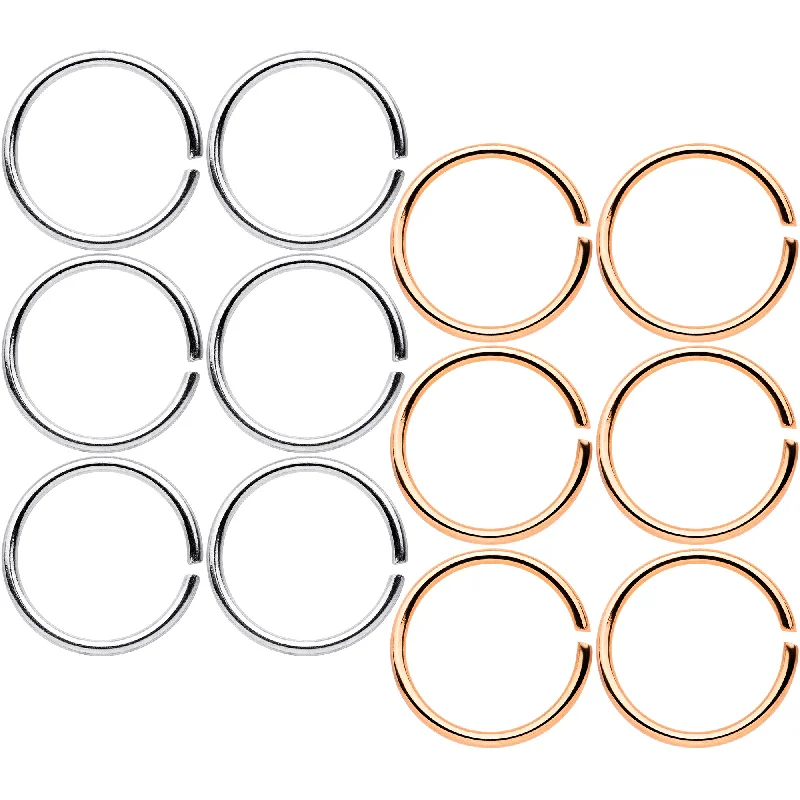 20 Gauge 5/16 Steel Rose Gold Tone Anodized Seamless Circular Ring Set of 12