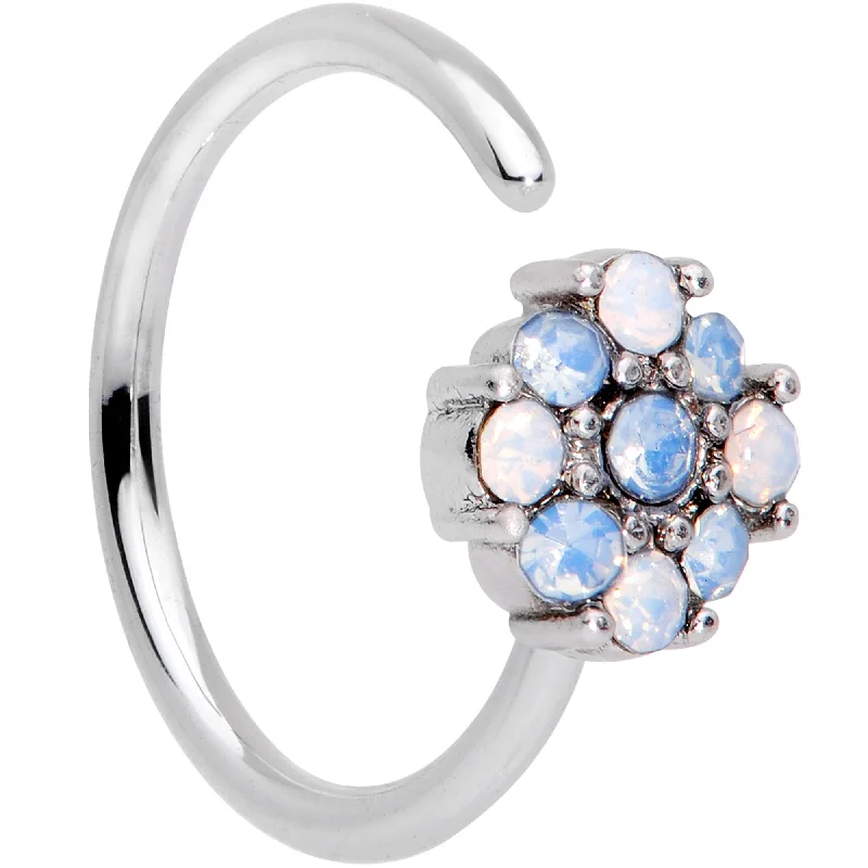 20 Gauge 5/16 Blue White Faux Opal Cross Seamless Circular Ring