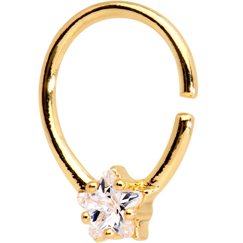 16 Gauge Clear CZ Gold Tone Stunning Star Seamless Circular Ring