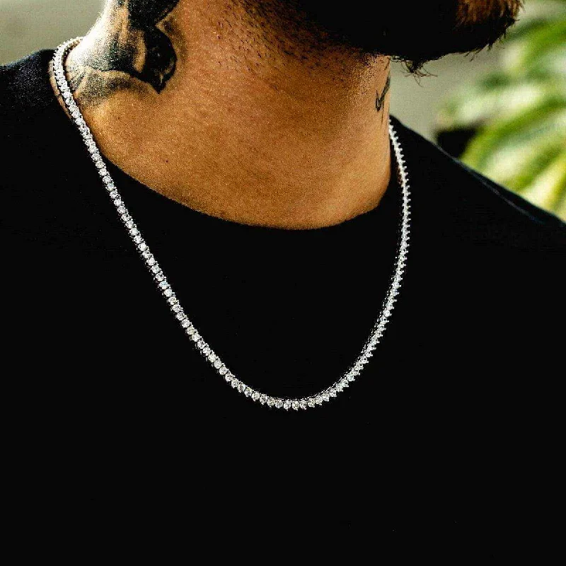 3 Prong Tennis Chain in White Gold