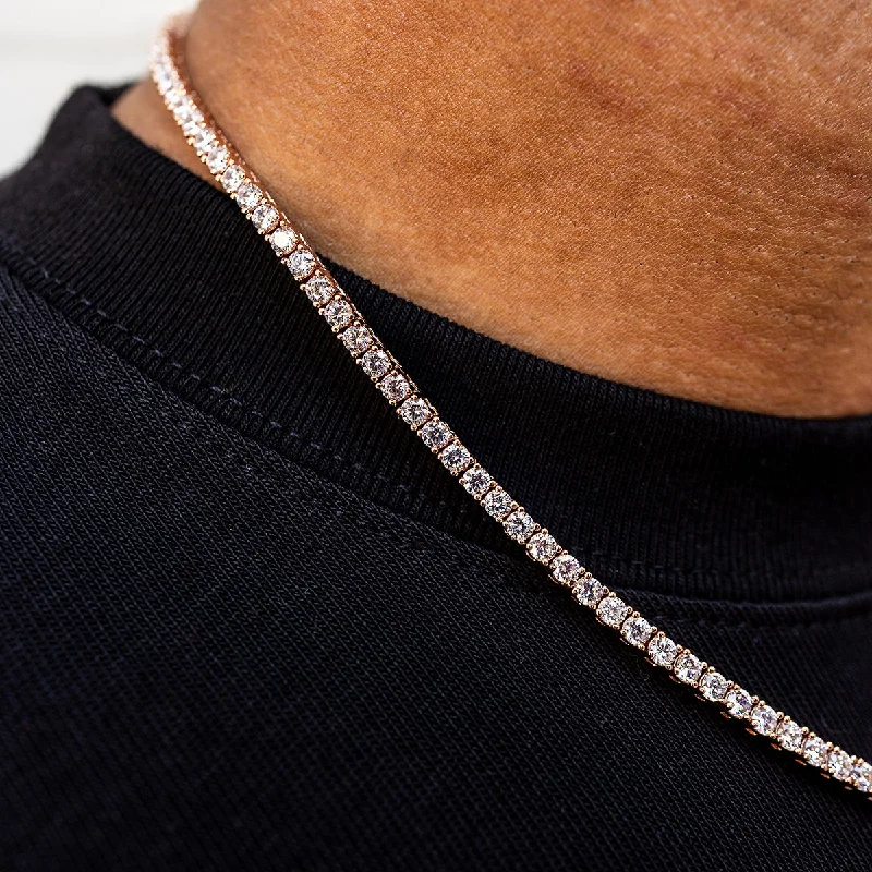 Diamond Tennis Necklace in Rose Gold- 3mm