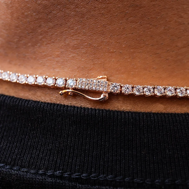 Diamond Tennis Necklace in Rose Gold- 3mm