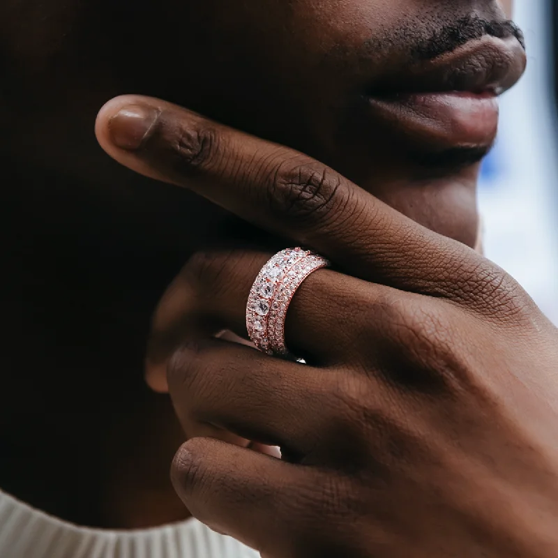 5 Layer Diamond Band Ring in Rose Gold Vermeil