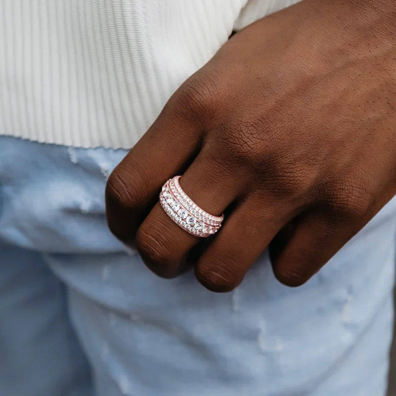 5 Layer Diamond Band Ring in Rose Gold Vermeil