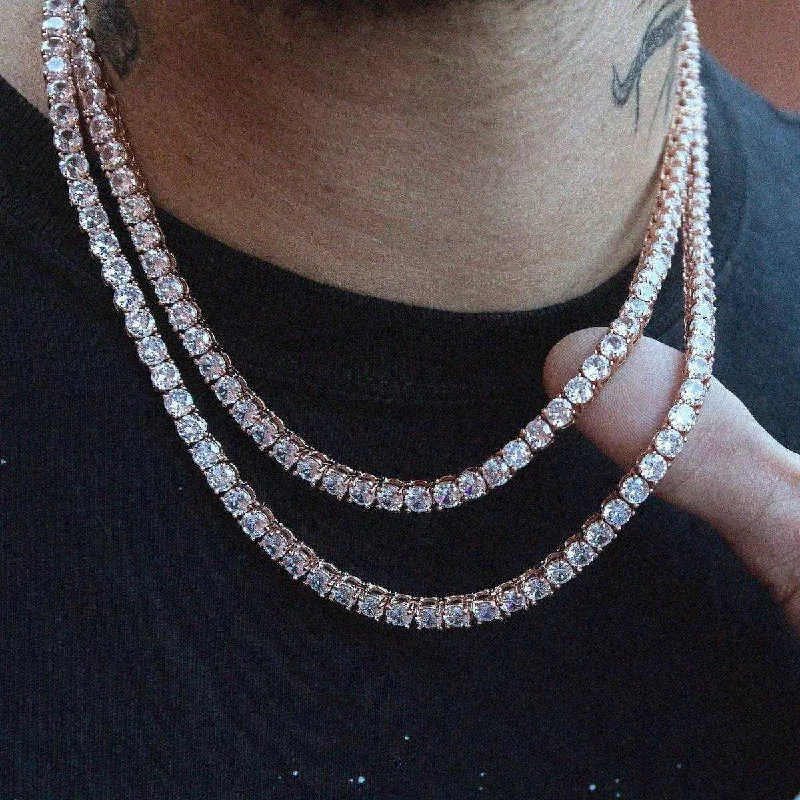 Diamond Tennis Necklace in Rose Gold- 5mm