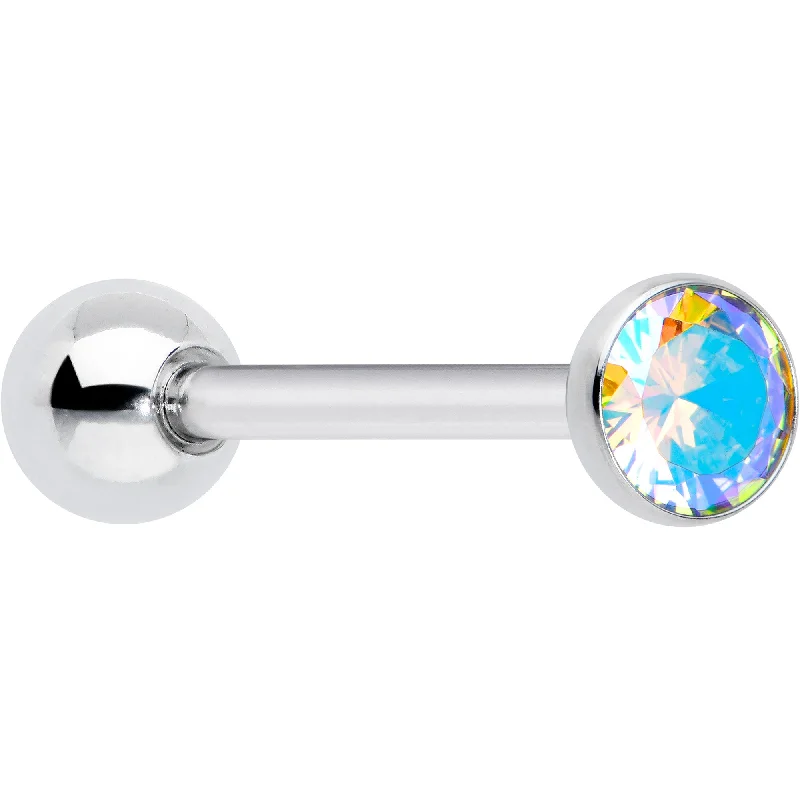 Aurora CZ Gem ASTM F-136 Implant Grade Titanium Threadless Barbell Tongue Ring