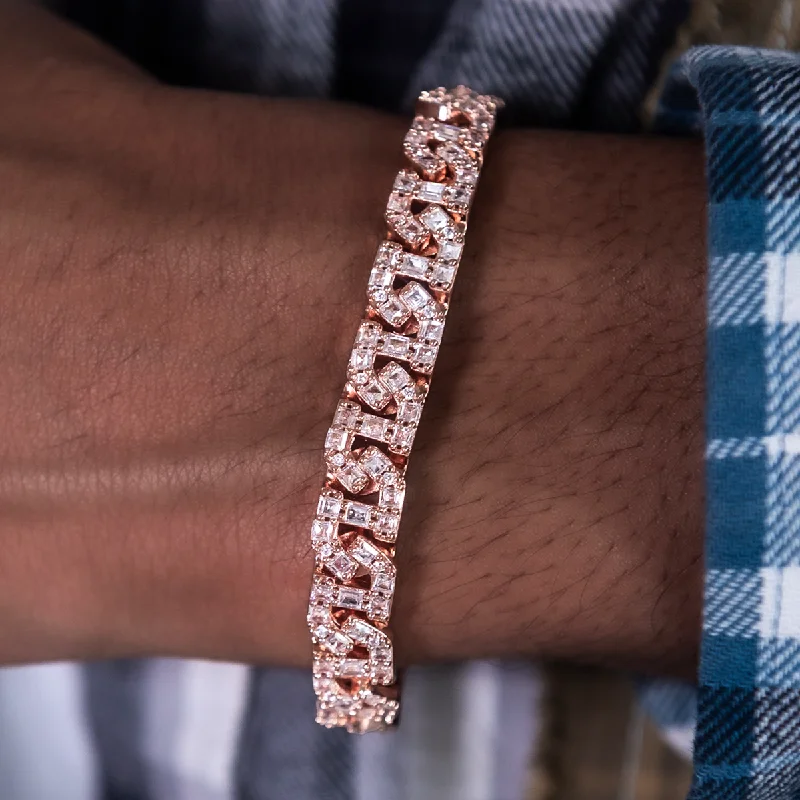 Baguette Chain Link Bracelet in Rose Gold