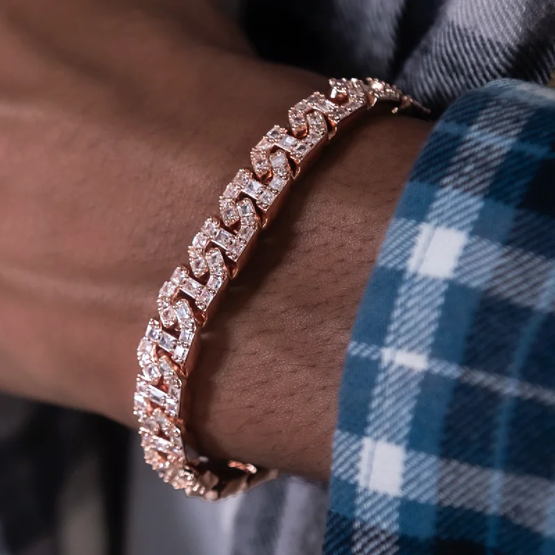 Baguette Chain Link Bracelet in Rose Gold