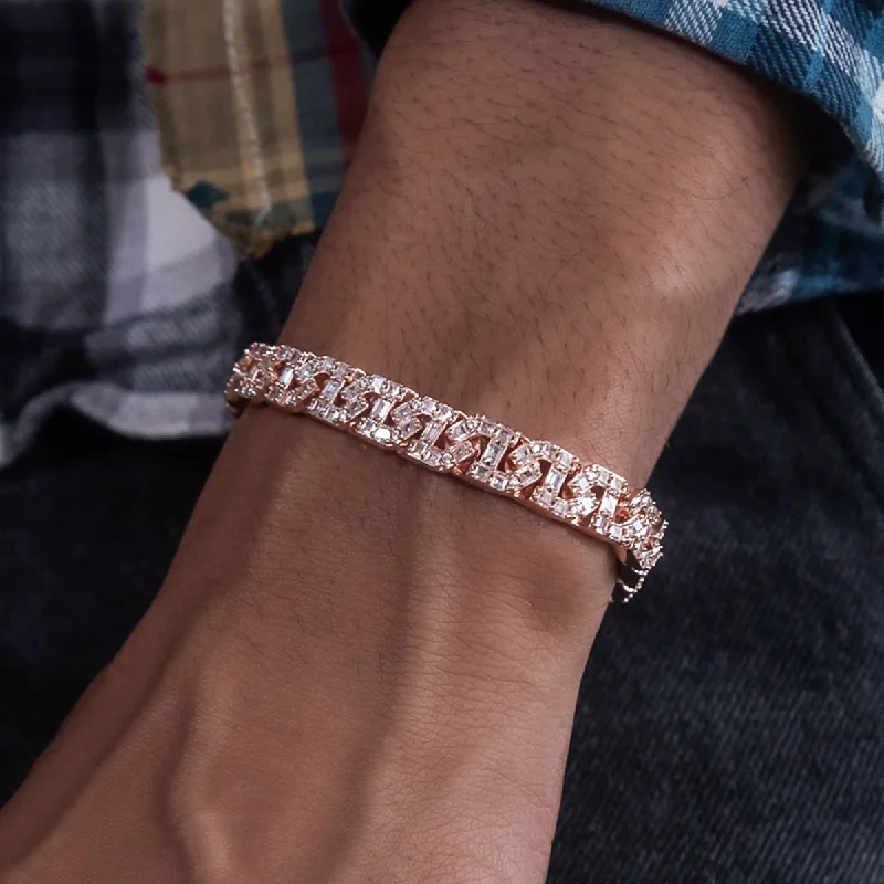 Baguette Chain Link Bracelet in Rose Gold