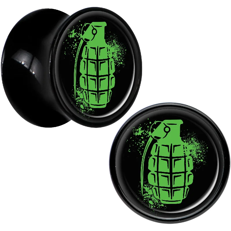 Black Acrylic Green Grenade Saddle Plug Set 1/2