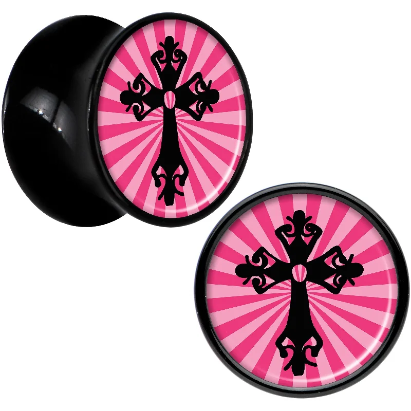 Black Acrylic Pink Black Radiant Cross Saddle Plug Set 1/2