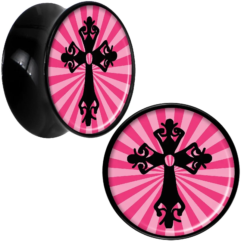 Black Acrylic Pink Black Radiant Cross Saddle Plug Set 18mm