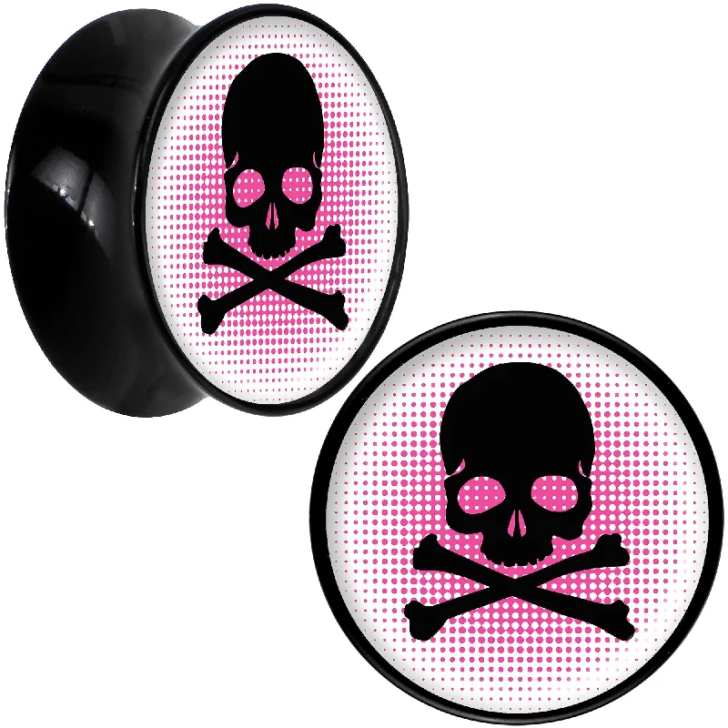 Black Acrylic Pink Black Skull Saddle Plug Set 18mm