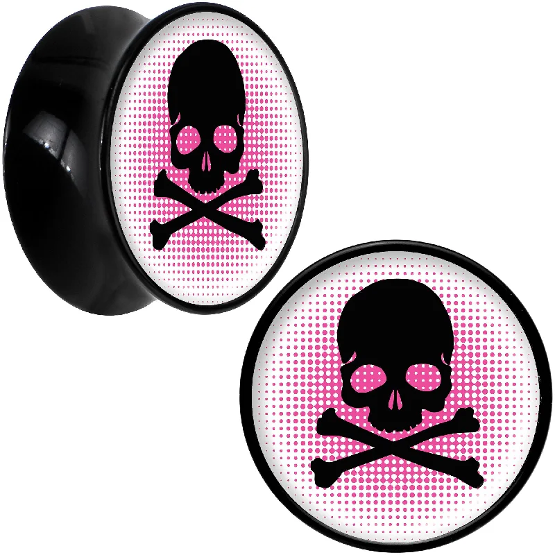 Black Acrylic Pink Black Skull Saddle Plug Set 20mm