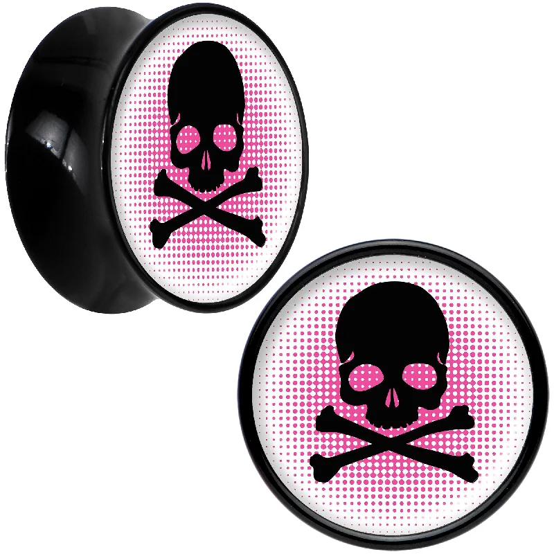 Black Acrylic Pink Black Skull Saddle Plug Set 9/16