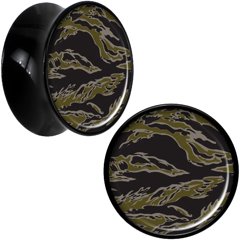 Black Acrylic Tiger Camo Print Saddle Plug Set 20mm