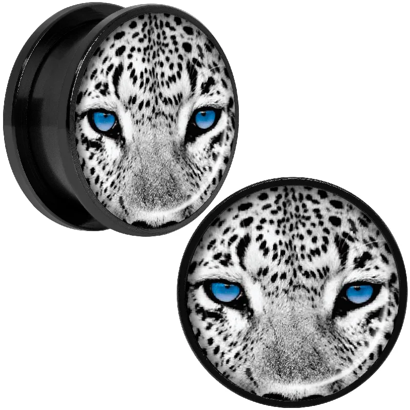 Black White Leopard Eyes Black Anodized Screw Fit Plug Set 20mm