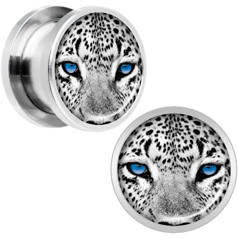 Black White Leopard Eyes Steel Screw Fit Plug Set 1/2