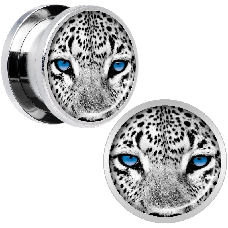 Black White Leopard Eyes Steel Screw Fit Plug Set 9/16