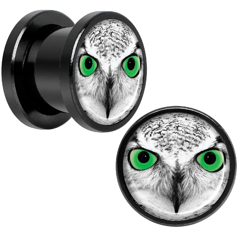 Black White Owl Black Anodized Screw Fit Plug Set 00 Gauge