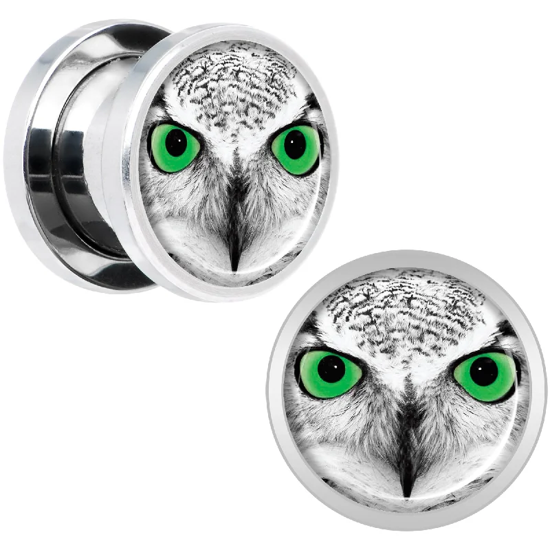 Black White Owl Steel Screw Fit Plug Set 00 Gauge