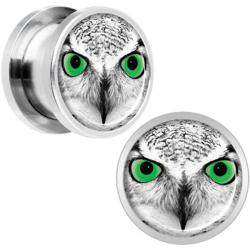 Black White Owl Steel Screw Fit Plug Set 1/2