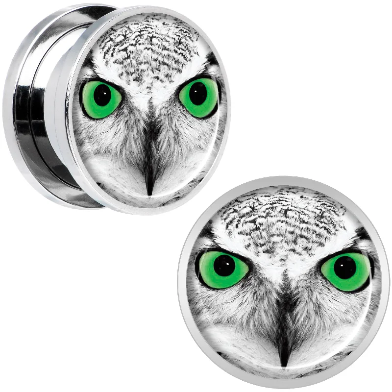 Black White Owl Steel Screw Fit Plug Set 5/8