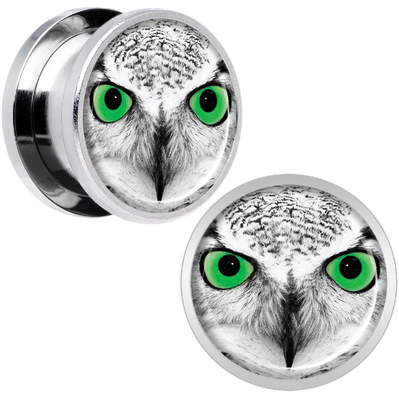 Black White Owl Steel Screw Fit Plug Set 9/16