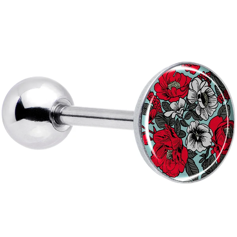 Blossom Creation Vibrant Bloom of Flowers Barbell Tongue Ring