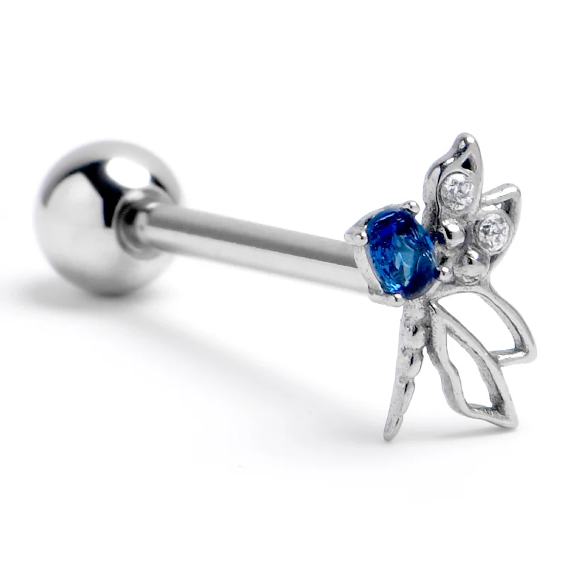 Blue Clear Gem Dragonfly Beauty Barbell Tongue Ring