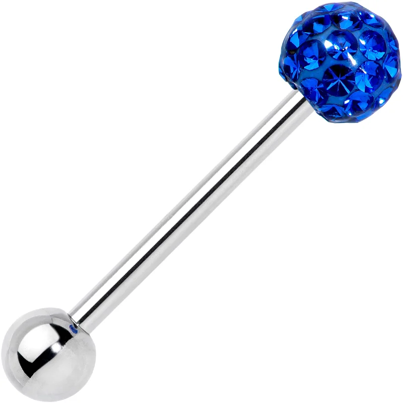 Blue Gem Disco Ball Barbell Tongue Ring