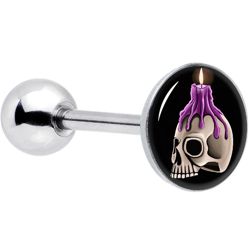 Burning Skull Candle Barbell Tongue Ring