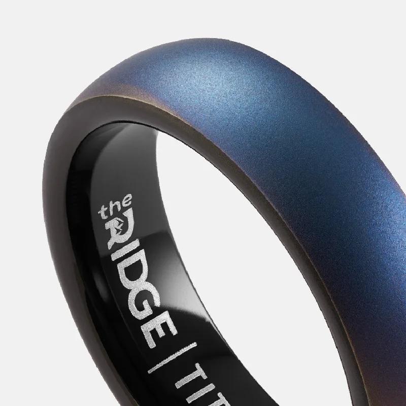 Ridge 6mm Rounded Ring Set - Burnt Titanium