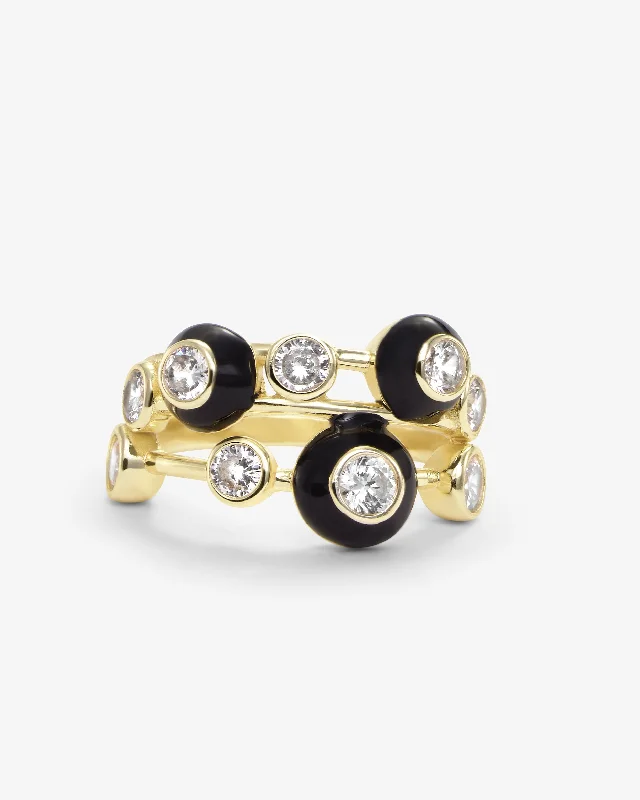 Cloud 9 Black Ring - Gold