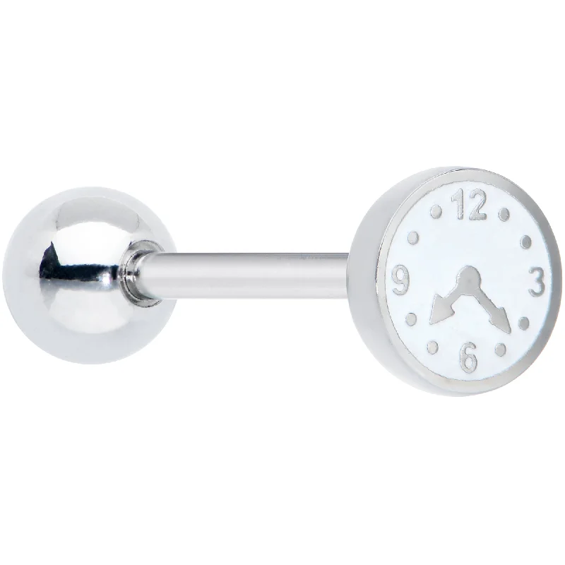 Cute Little Clock Barbell Tongue Ring