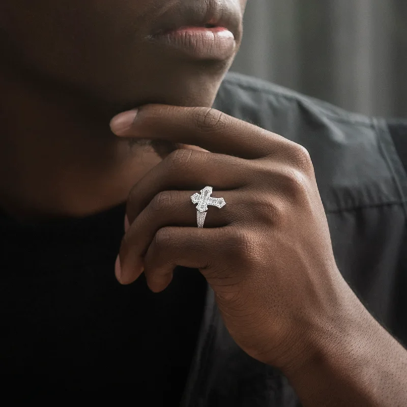 Diamond Baguette Gothic Cross Ring