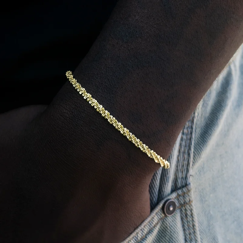 Popcorn Bracelet in Yellow Gold- 4mm