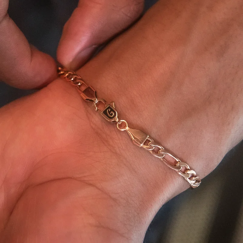 Figaro Bracelet in Rose Gold- 4mm