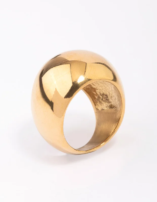 Gold Plated Stainless Steel Large Bubble Ring